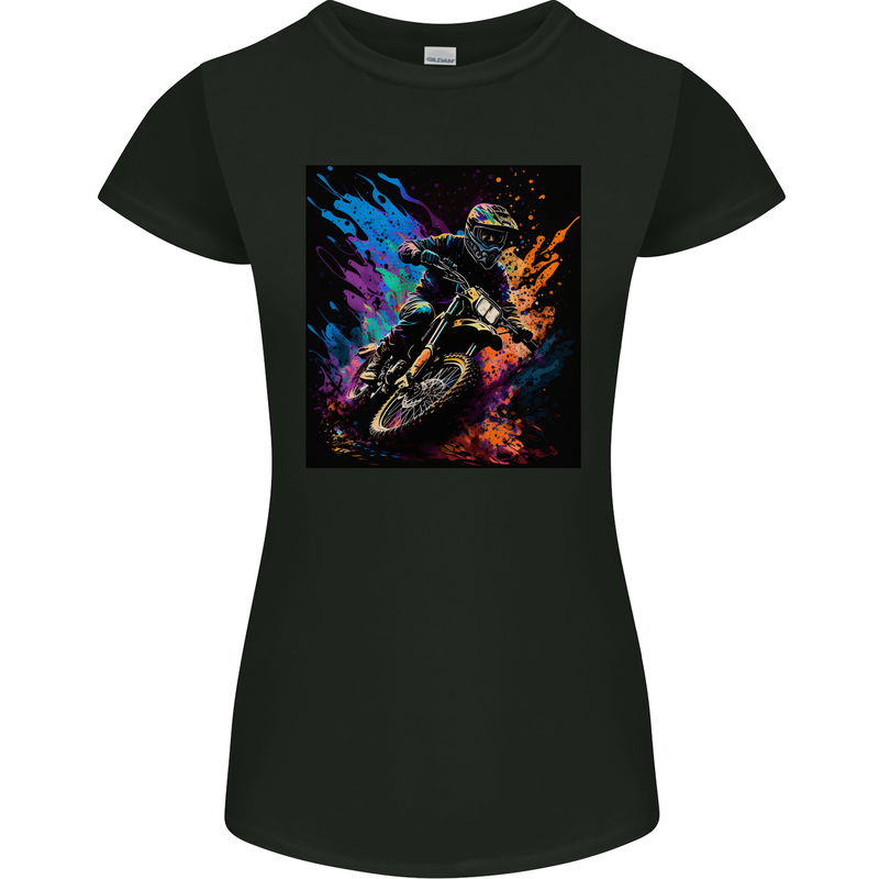 A Motocross Rider MotoX Dirt Bike Motorsports Womens Petite Cut T-Shirt Black