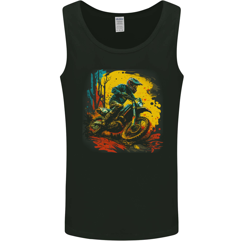 A Motocross Rider MotoX Dirt Bike Scrambler Mens Vest Tank Top Black