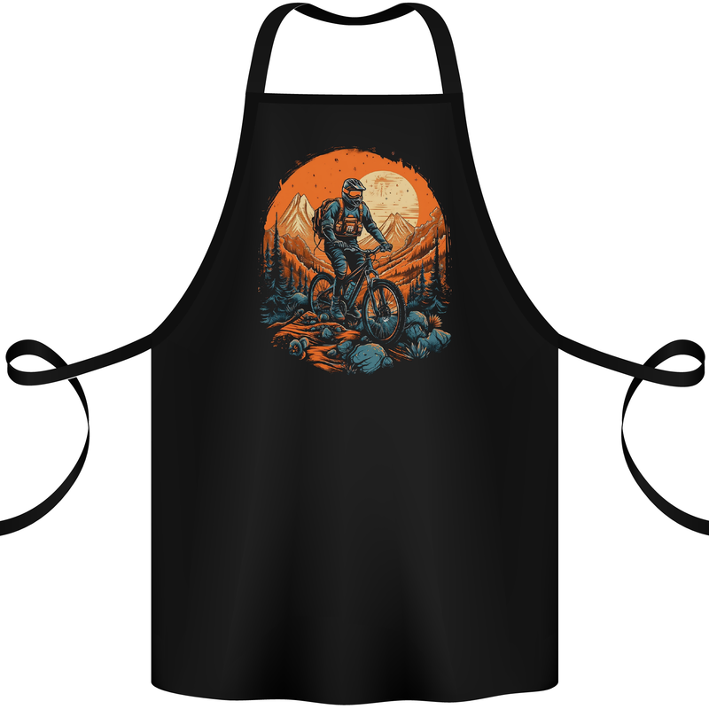 A Mountain Biker in the Wilderness Bike MTB Cotton Apron 100% Organic Black