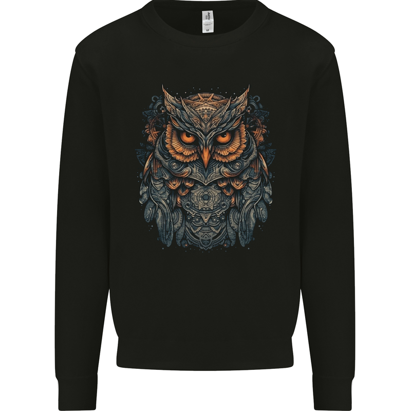 A Mythical Owl Fantasy Tribal Mens Sweatshirt Jumper Black
