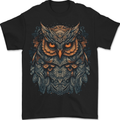 A Mythical Owl Fantasy Tribal Mens T-Shirt 100% Cotton BLACK