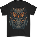 A Mythical Owl Fantasy Tribal Mens T-Shirt 100% Cotton BLACK