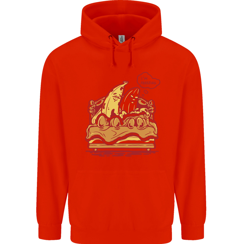 A Naked Banana Cold in Bed Childrens Kids Hoodie Bright Red
