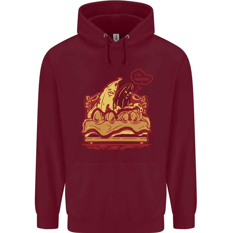 A Naked Banana Cold in Bed Childrens Kids Hoodie Maroon