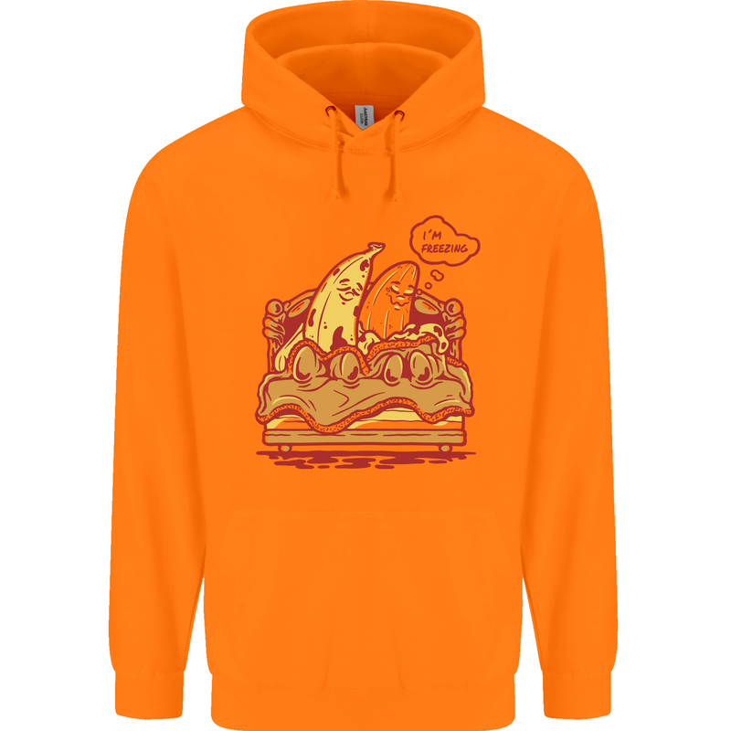 A Naked Banana Cold in Bed Childrens Kids Hoodie Orange