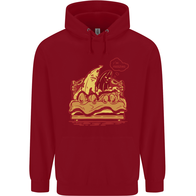 A Naked Banana Cold in Bed Childrens Kids Hoodie Red