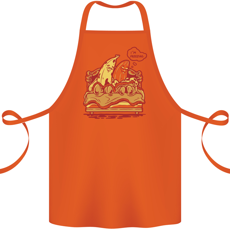 A Naked Banana Cold in Bed Cotton Apron 100% Organic Orange