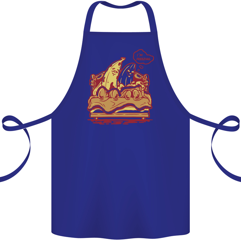 A Naked Banana Cold in Bed Cotton Apron 100% Organic Royal Blue