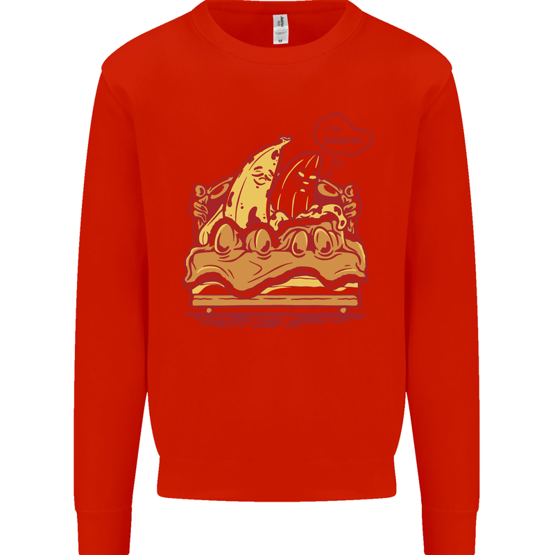 A Naked Banana Cold in Bed Kids Sweatshirt Jumper Bright Red