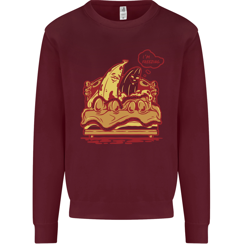 A Naked Banana Cold in Bed Kids Sweatshirt Jumper Maroon