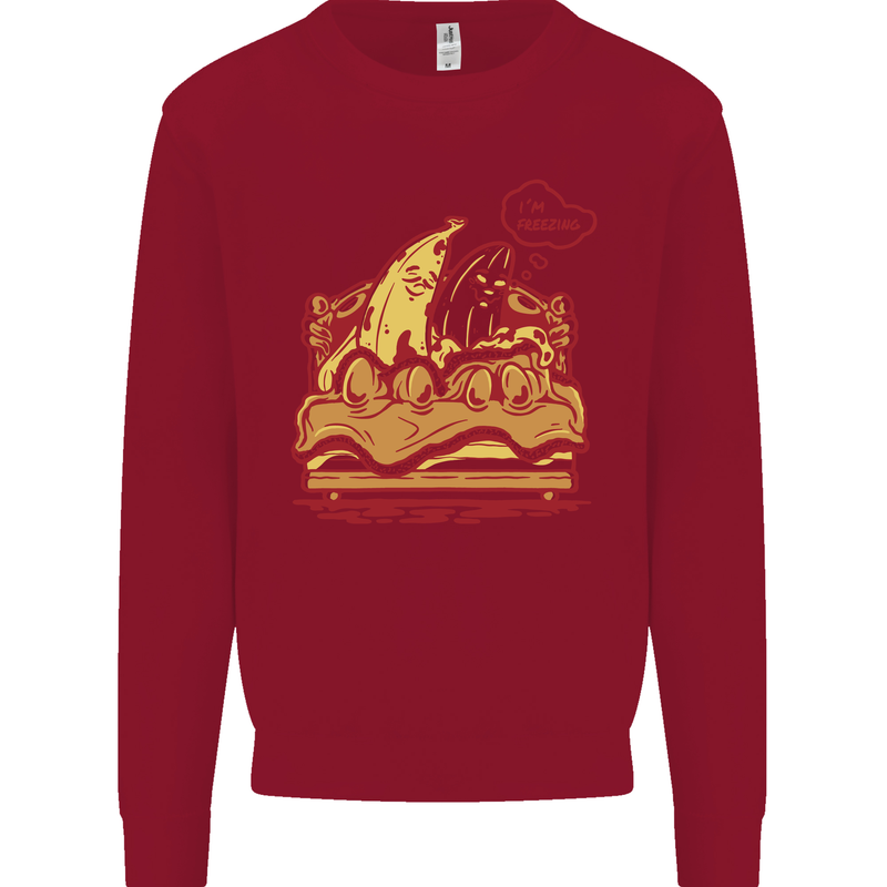 A Naked Banana Cold in Bed Kids Sweatshirt Jumper Red