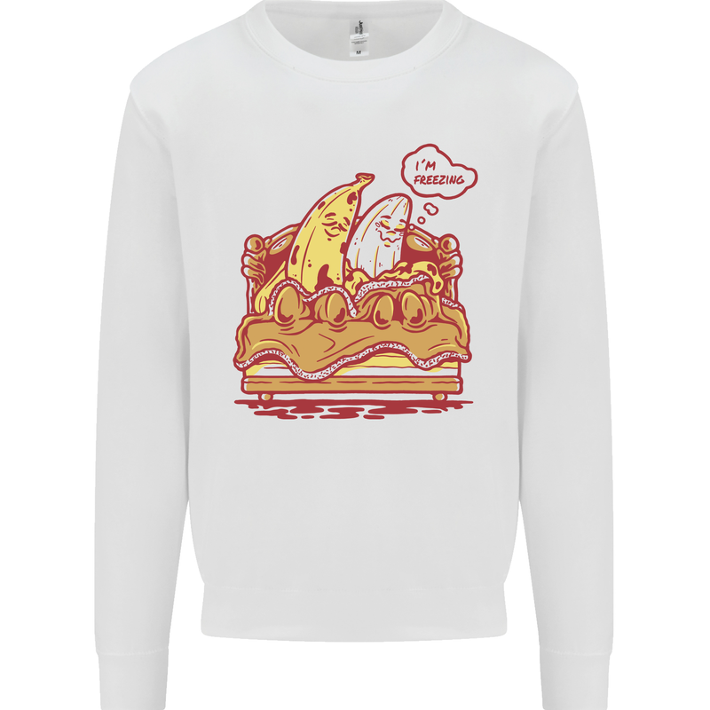 A Naked Banana Cold in Bed Kids Sweatshirt Jumper White