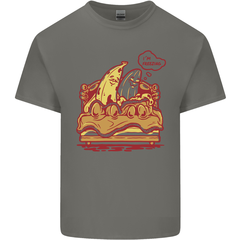 A Naked Banana Cold in Bed Mens Cotton T-Shirt Tee Top Charcoal