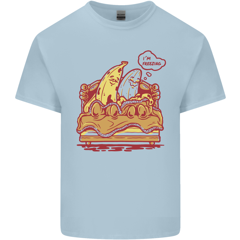A Naked Banana Cold in Bed Mens Cotton T-Shirt Tee Top Light Blue