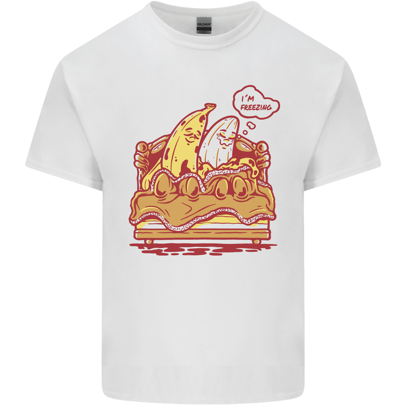 A Naked Banana Cold in Bed Mens Cotton T-Shirt Tee Top White