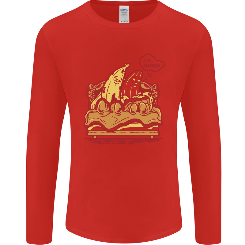 A Naked Banana Cold in Bed Mens Long Sleeve T-Shirt Red