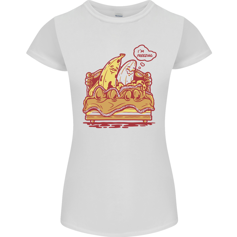 A Naked Banana Cold in Bed Womens Petite Cut T-Shirt White