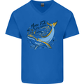 A Naked Banana Freezing Cold in Bed Mens V-Neck Cotton T-Shirt Royal Blue