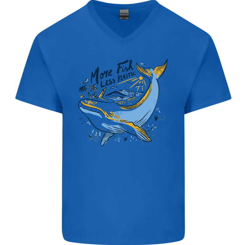 A Naked Banana Freezing Cold in Bed Mens V-Neck Cotton T-Shirt Royal Blue