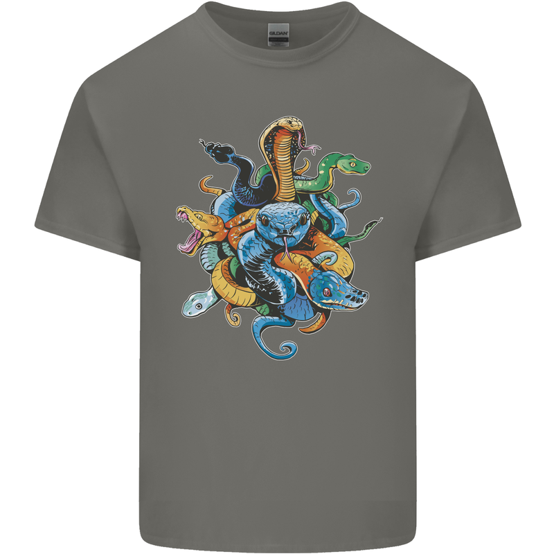 A Nest of Colourful Snakes Mens Cotton T-Shirt Tee Top Charcoal