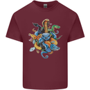 A Nest of Colourful Snakes Mens Cotton T-Shirt Tee Top Maroon