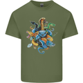 A Nest of Colourful Snakes Mens Cotton T-Shirt Tee Top Military Green