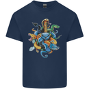 A Nest of Colourful Snakes Mens Cotton T-Shirt Tee Top Navy Blue