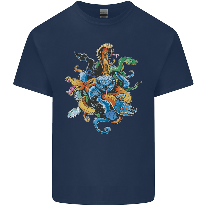 A Nest of Colourful Snakes Mens Cotton T-Shirt Tee Top Navy Blue