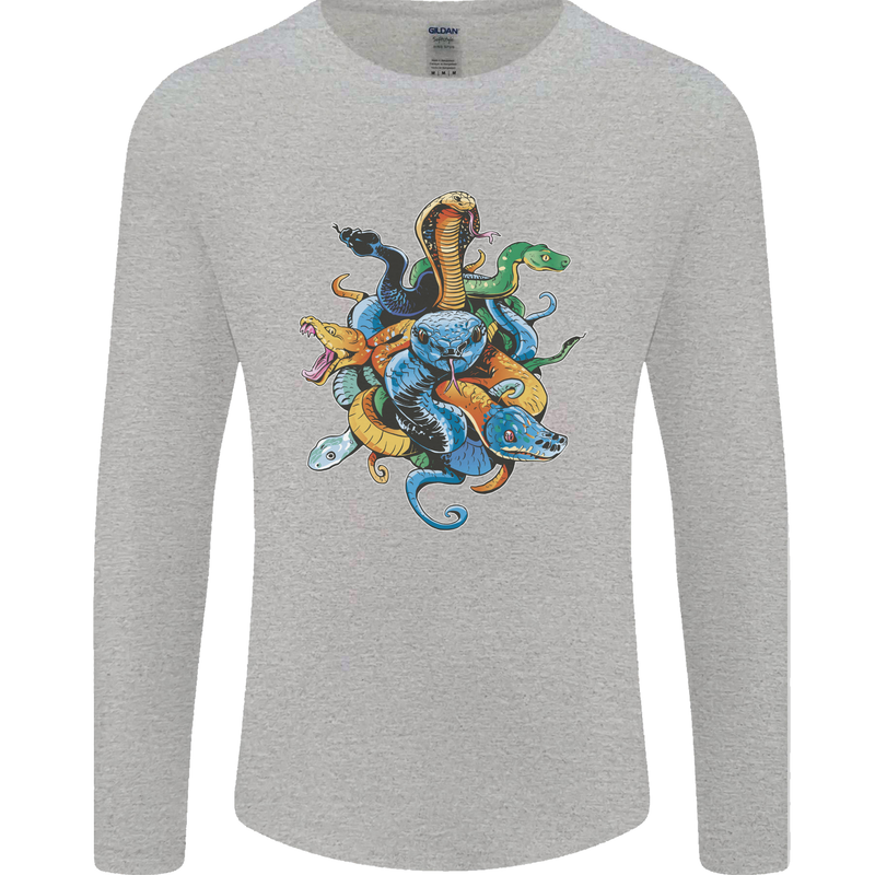 A Nest of Colourful Snakes Mens Long Sleeve T-Shirt Sports Grey