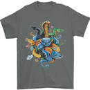 A Nest of Colourful Snakes Mens T-Shirt 100% Cotton Charcoal