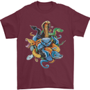 A Nest of Colourful Snakes Mens T-Shirt 100% Cotton Maroon