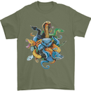 A Nest of Colourful Snakes Mens T-Shirt 100% Cotton Military Green