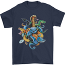 A Nest of Colourful Snakes Mens T-Shirt 100% Cotton Navy Blue