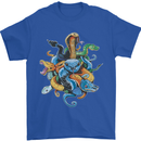 A Nest of Colourful Snakes Mens T-Shirt 100% Cotton Royal Blue