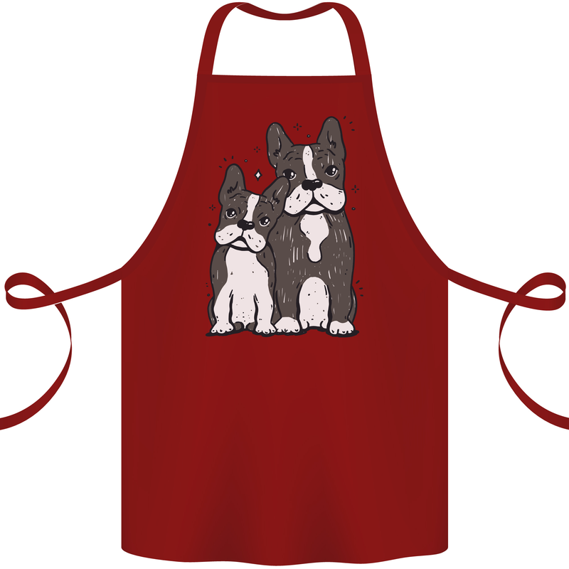 A Pair of Bulldogs Cotton Apron 100% Organic Maroon