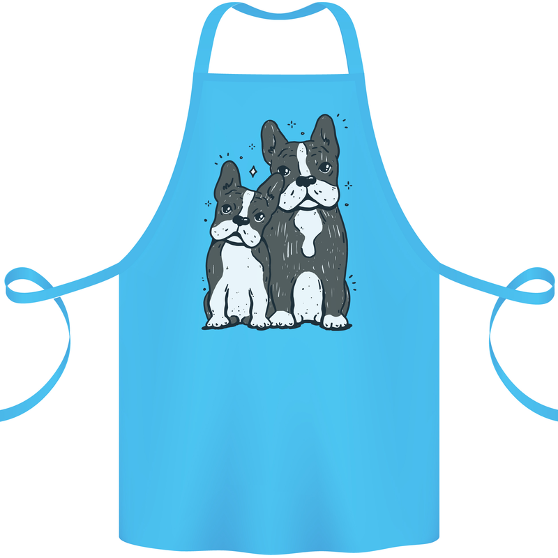 A Pair of Bulldogs Cotton Apron 100% Organic Turquoise