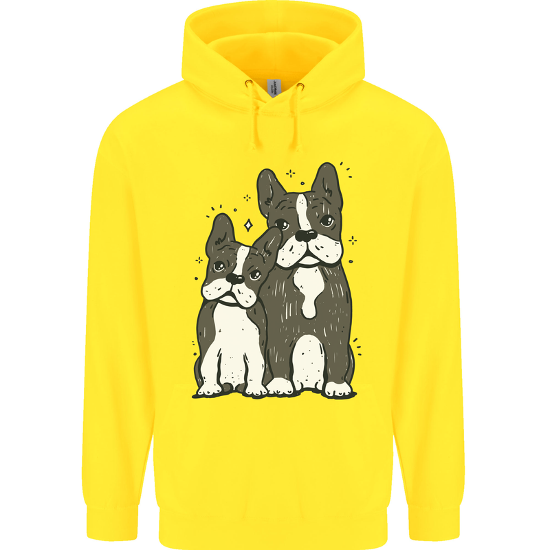 A Pair of Bulldogs Mens 80% Cotton Hoodie Yellow