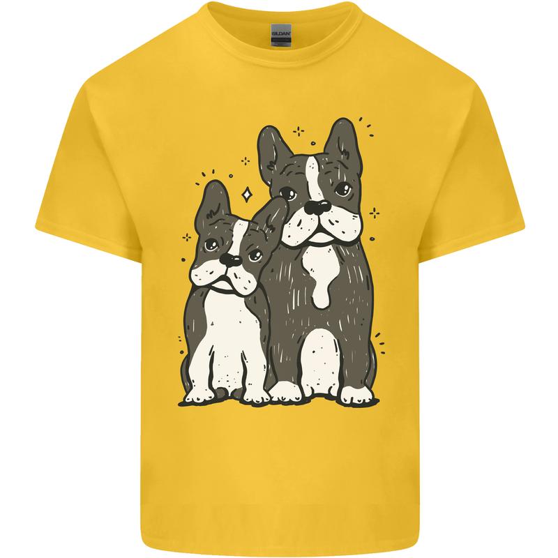 A Pair of Bulldogs Mens Cotton T-Shirt Tee Top Yellow