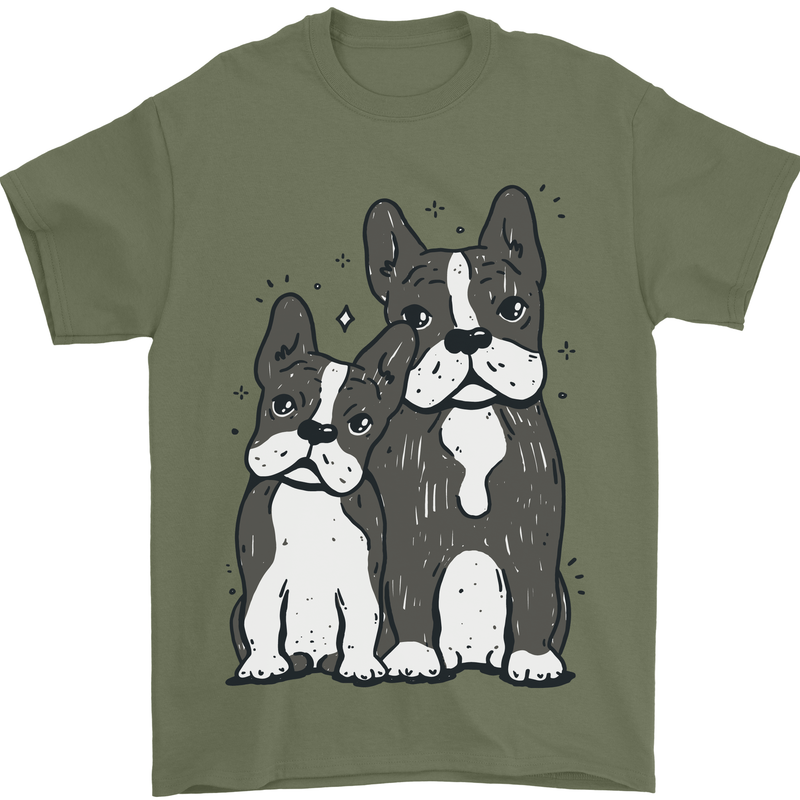 A Pair of Bulldogs Mens T-Shirt 100% Cotton Military Green