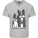A Pair of Bulldogs Mens V-Neck Cotton T-Shirt Sports Grey