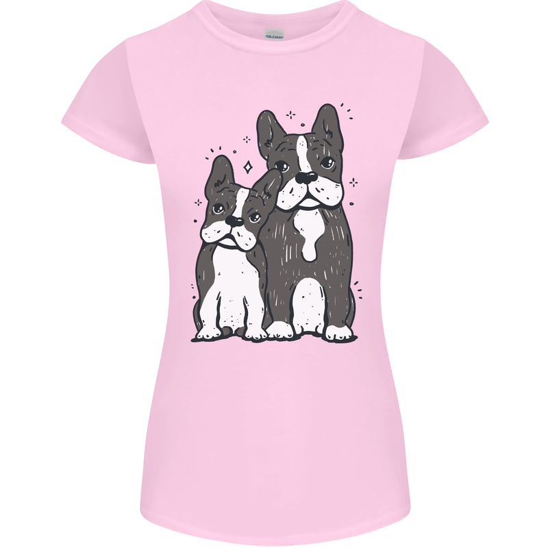 A Pair of Bulldogs Womens Petite Cut T-Shirt Light Pink