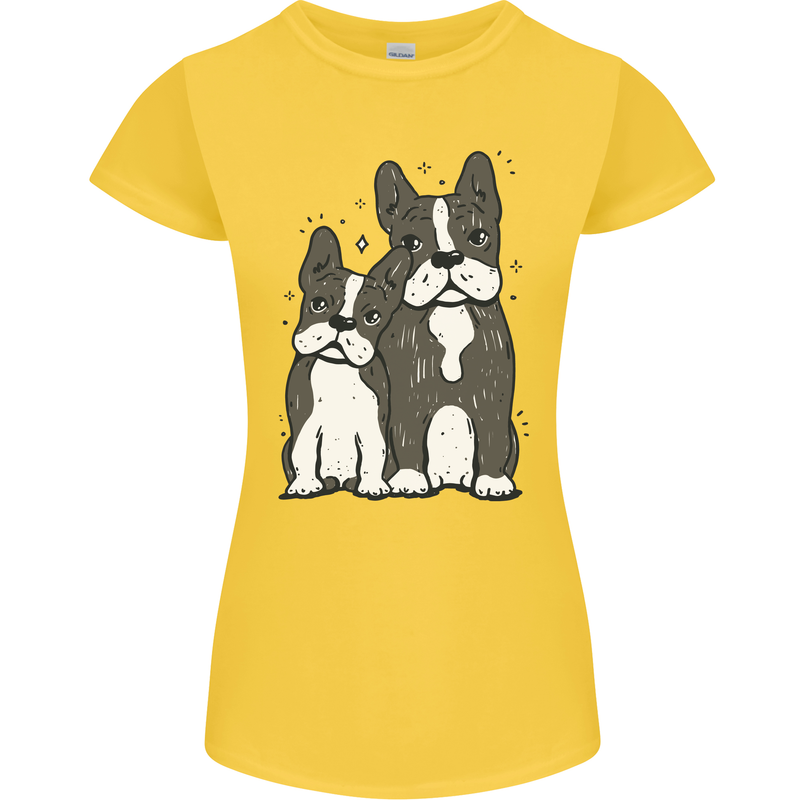 A Pair of Bulldogs Womens Petite Cut T-Shirt Yellow
