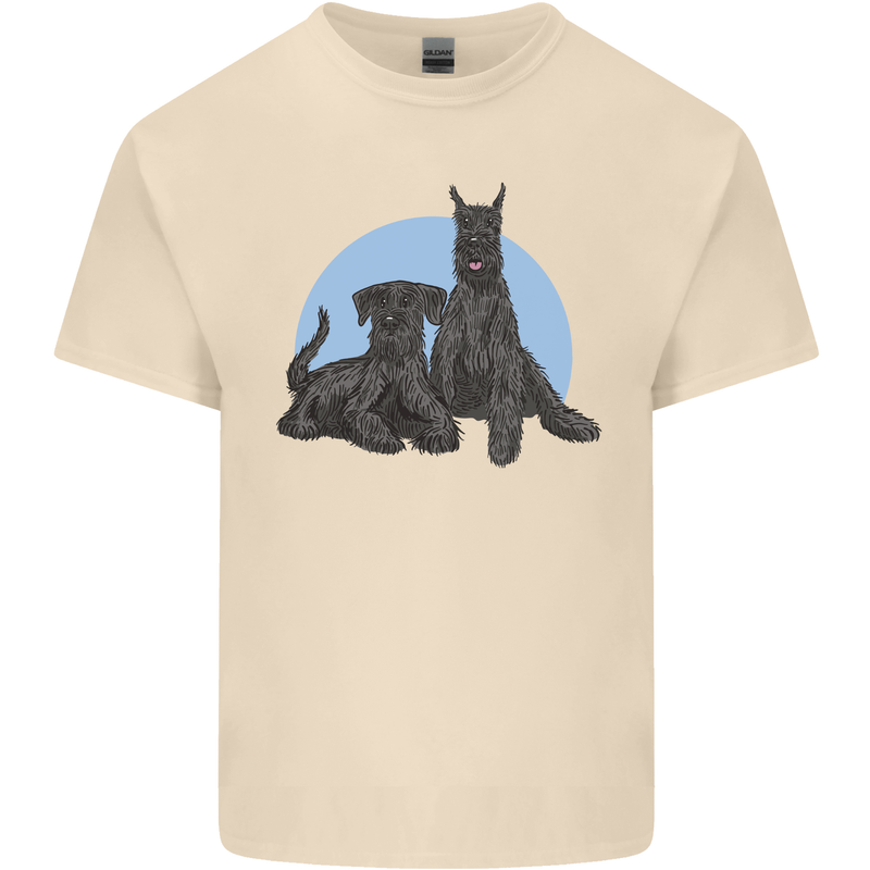 A Pair of Schnauzer Gigantes Dog Mens Cotton T-Shirt Tee Top Natural