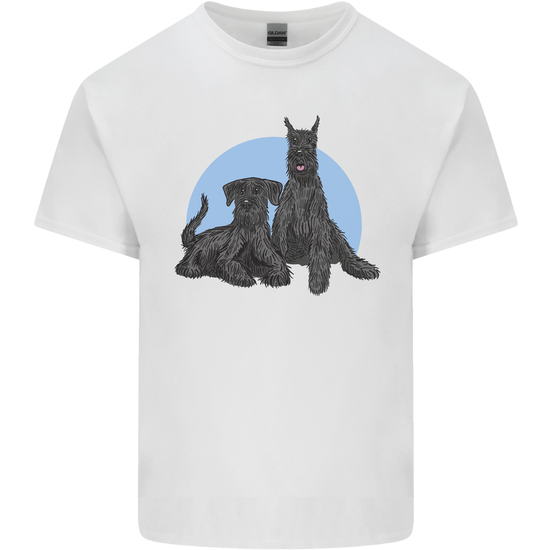 A Pair of Schnauzer Gigantes Dog Mens Cotton T-Shirt Tee Top White