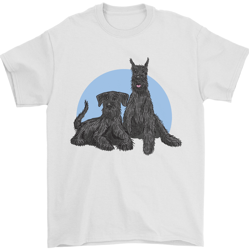 A Pair of Schnauzer Gigantes Dog Mens T-Shirt 100% Cotton White