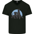 A Pair of Schnauzer Gigantes Dog Mens V-Neck Cotton T-Shirt Black