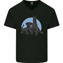 A Pair of Schnauzer Gigantes Dog Mens V-Neck Cotton T-Shirt Black