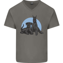 A Pair of Schnauzer Gigantes Dog Mens V-Neck Cotton T-Shirt Charcoal