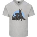 A Pair of Schnauzer Gigantes Dog Mens V-Neck Cotton T-Shirt Sports Grey