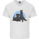A Pair of Schnauzer Gigantes Dog Mens V-Neck Cotton T-Shirt White